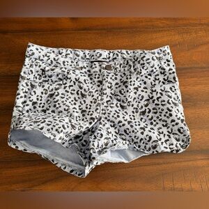 Hurley Girls Leopard Print Denim Shorts Size 14 Animal Print Jean Shorts